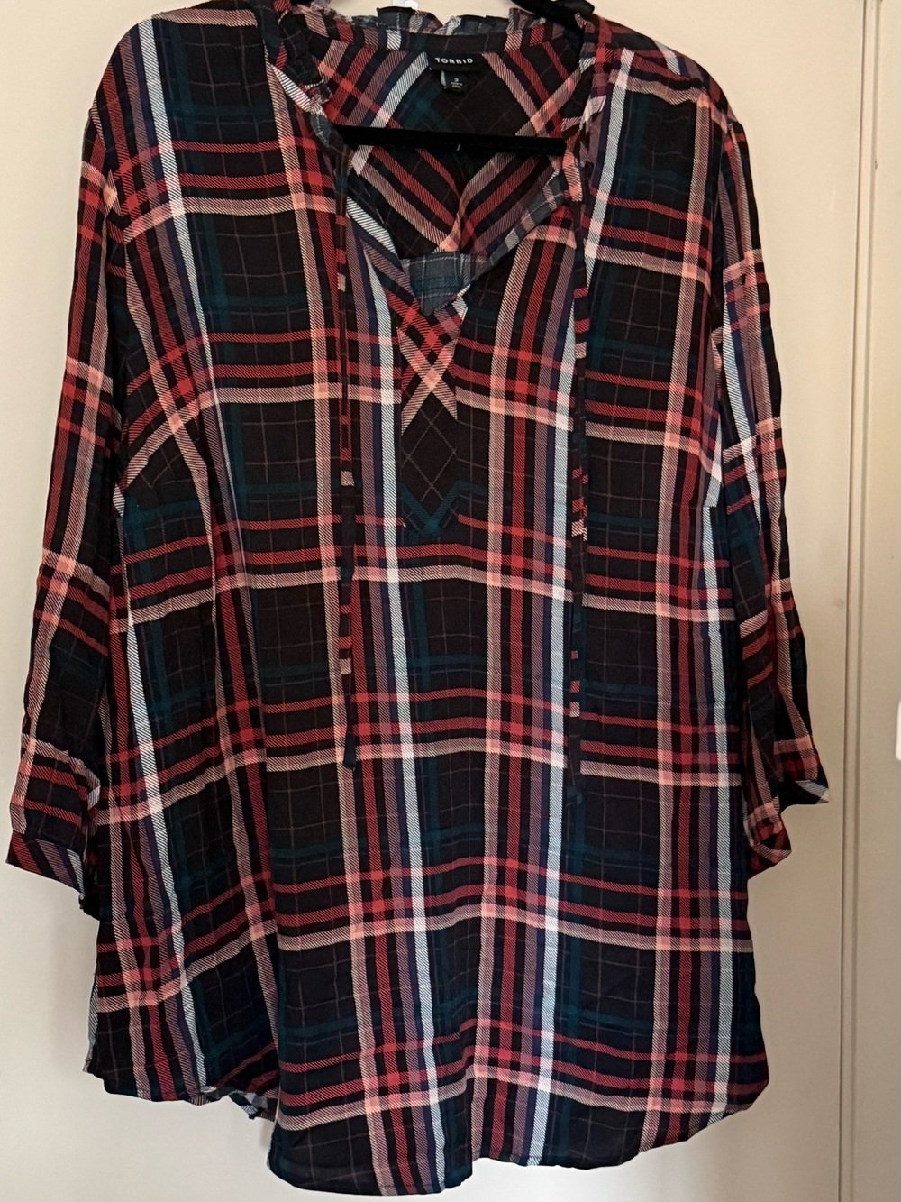 torrid Navy and Red Plaid Tunic pull over